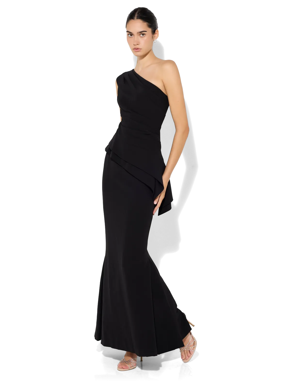 Oscar Black One Shoulder Gown