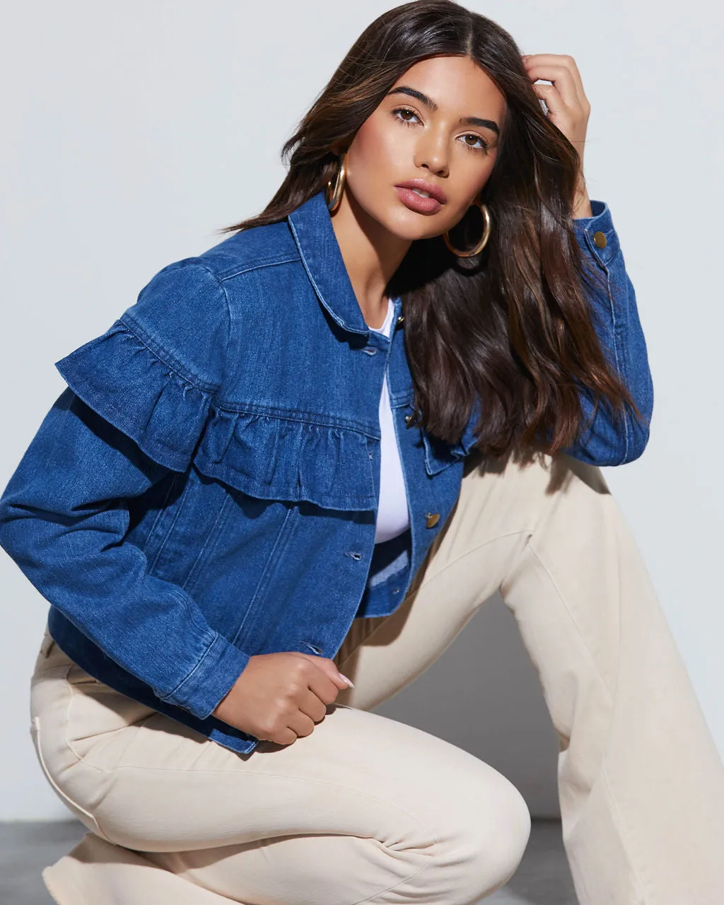 Perez Denim Ruffle Jacket