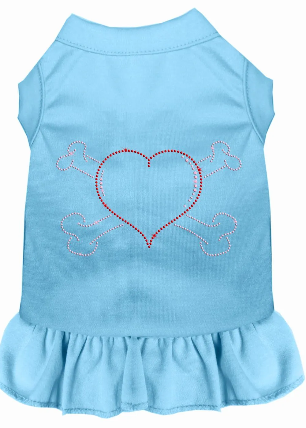 Rhinestone Heart And Crossbones Dress Baby Blue Sm (10)