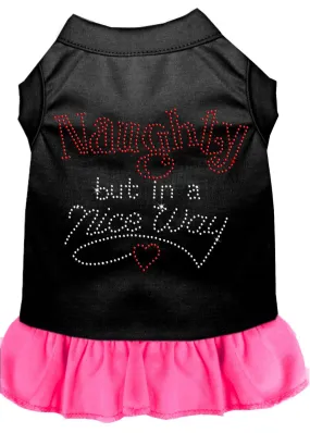 Rhinestone Naughty But In A Nice Way Dress Black With Bright Pink Xl (16)