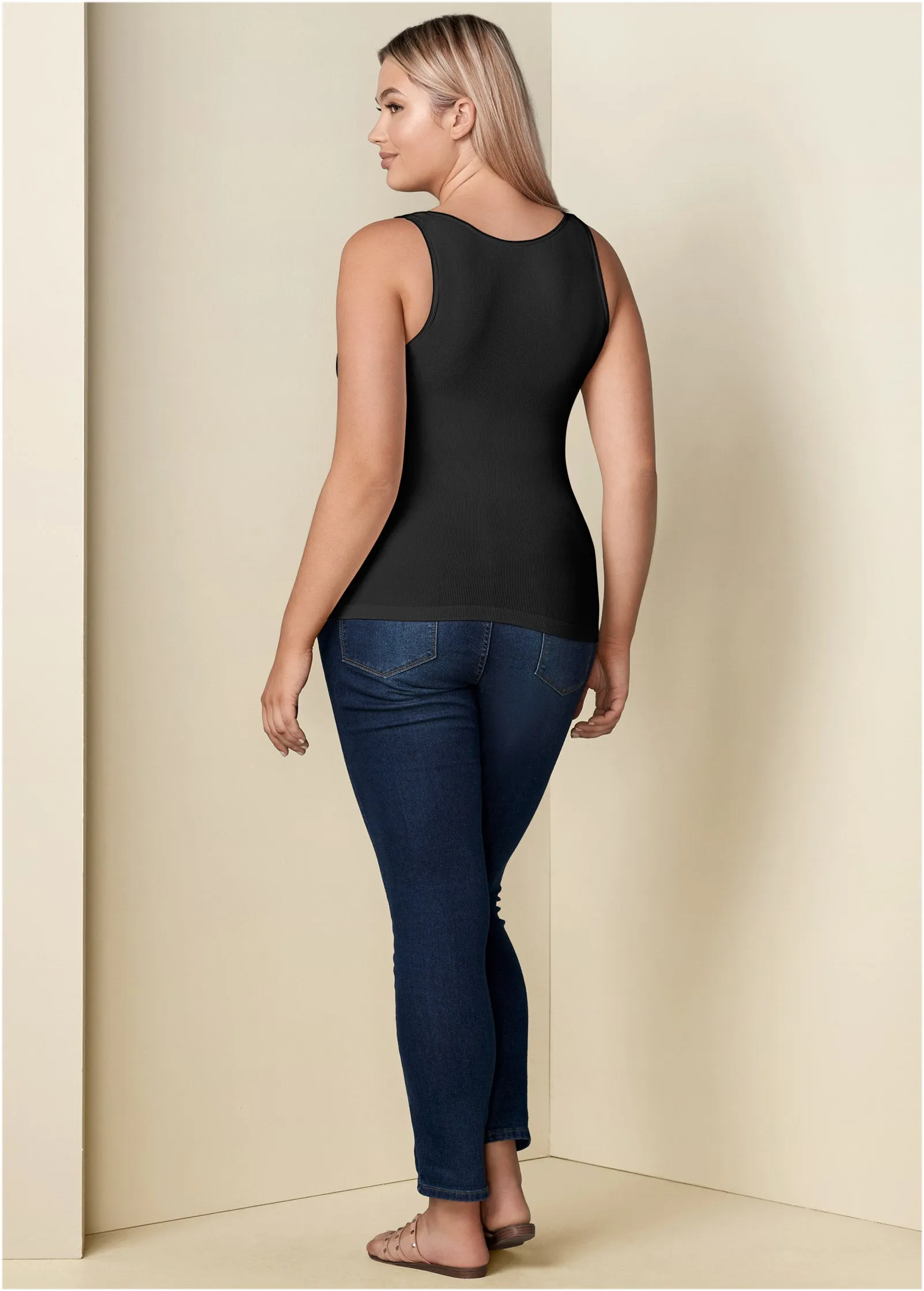 Seamless Ribbed Tank - Black