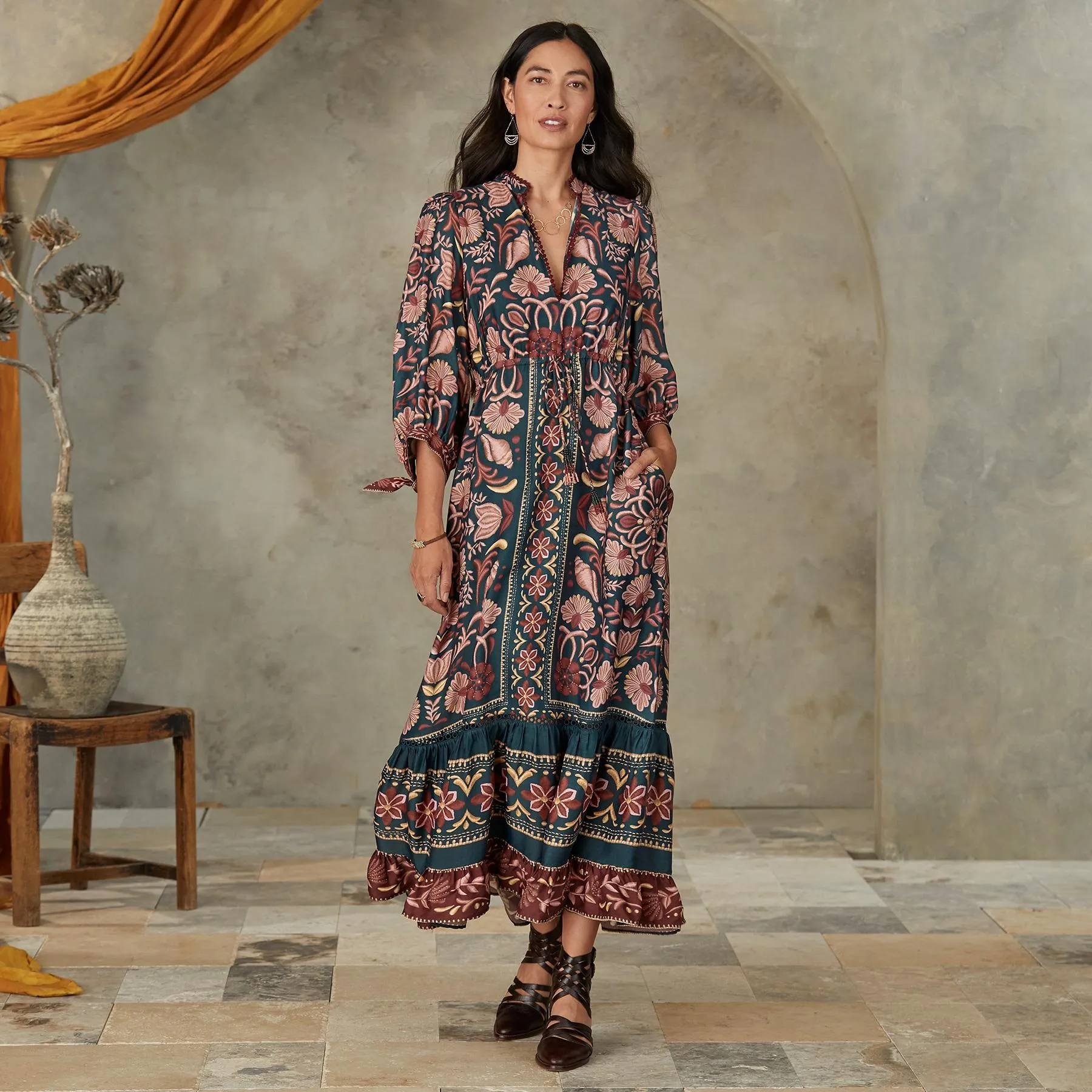 Seashell Tapestry Maxi Dress