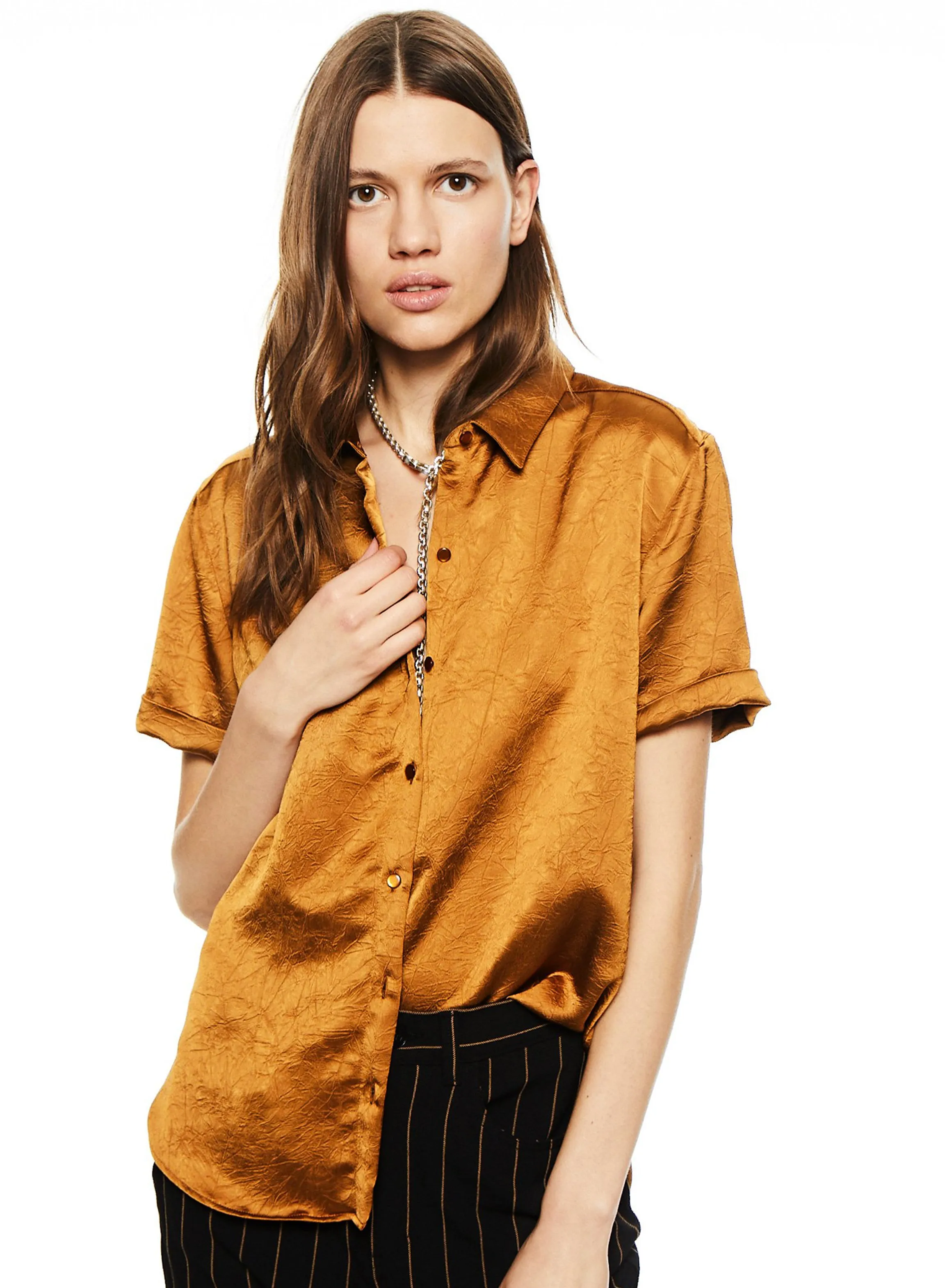 Short Sleeve Buttoned Shirt (Copper)