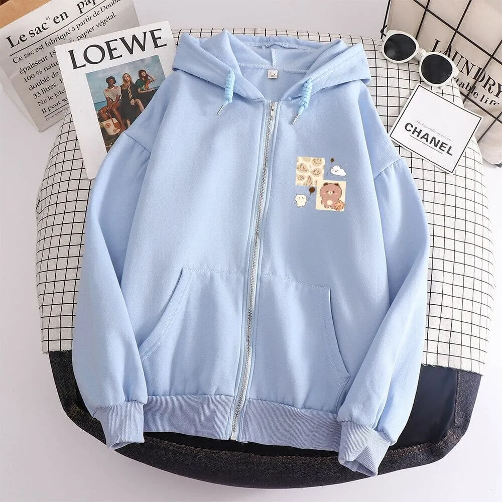 Sunny Days Ahead Boberu the Bear Soft Zip-Up Hoodie