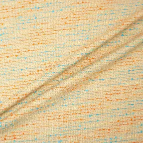 Turquoise & Orange Flecked Beige Cotton Blend Bouclé