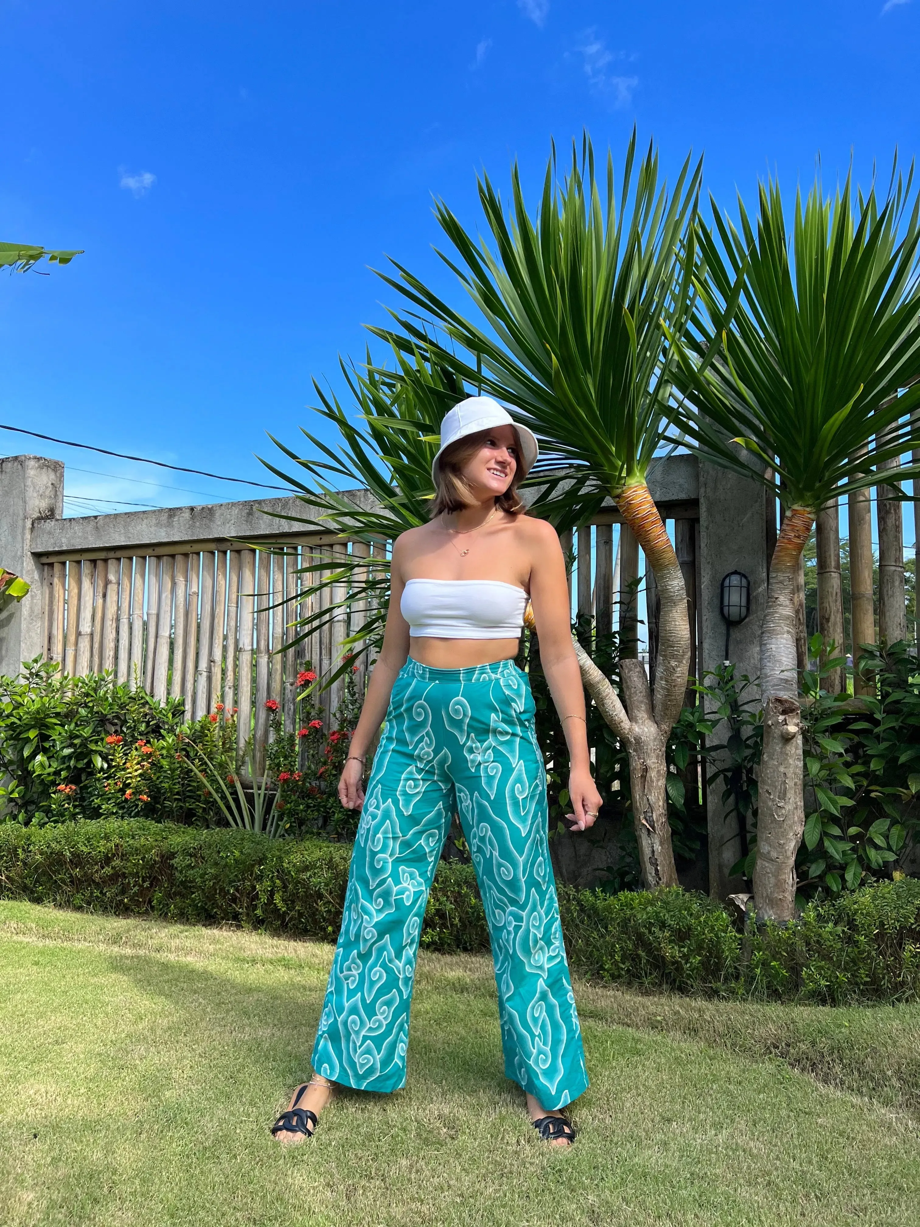 Turquoise Wide Leg Trousers