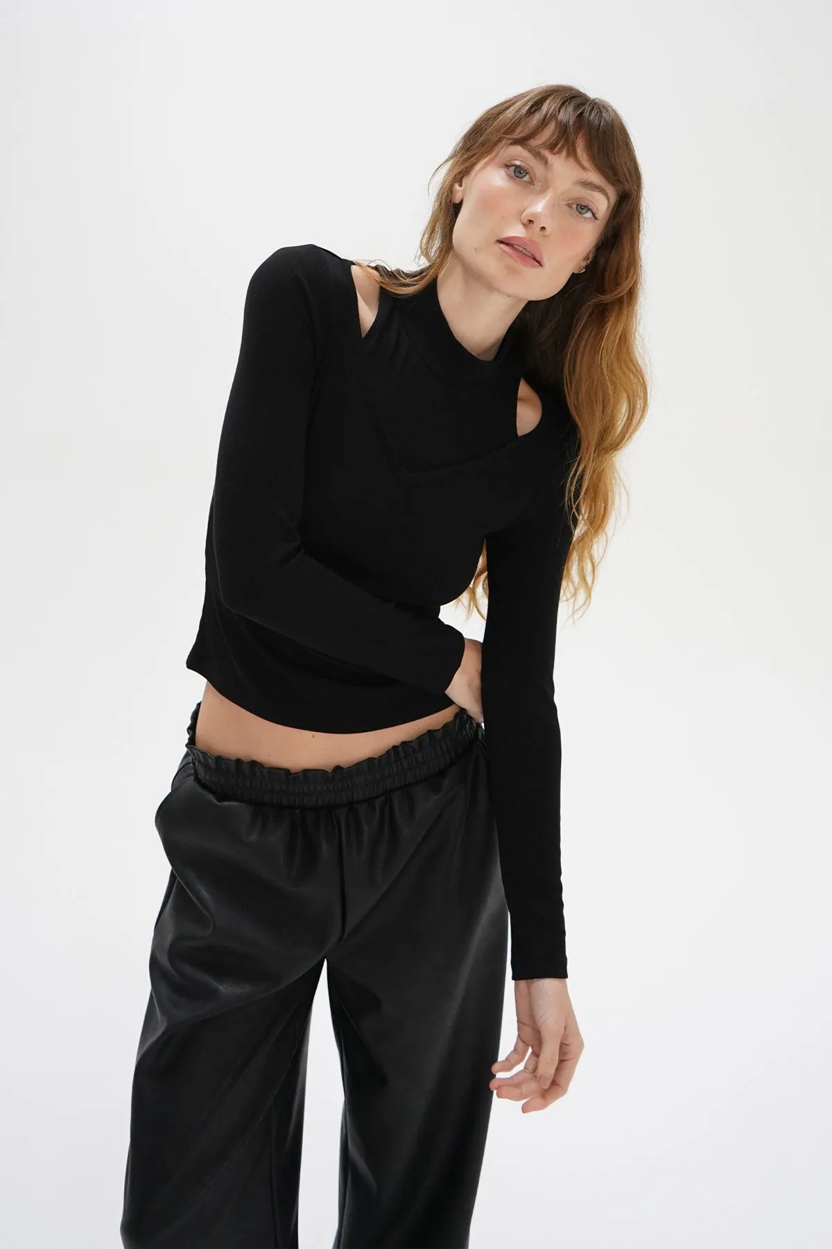 Vivian Ribbed Top - Black