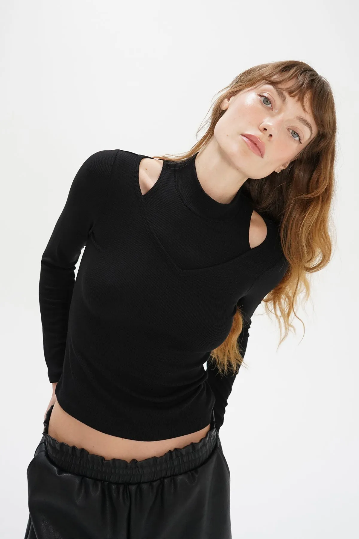 Vivian Ribbed Top - Black