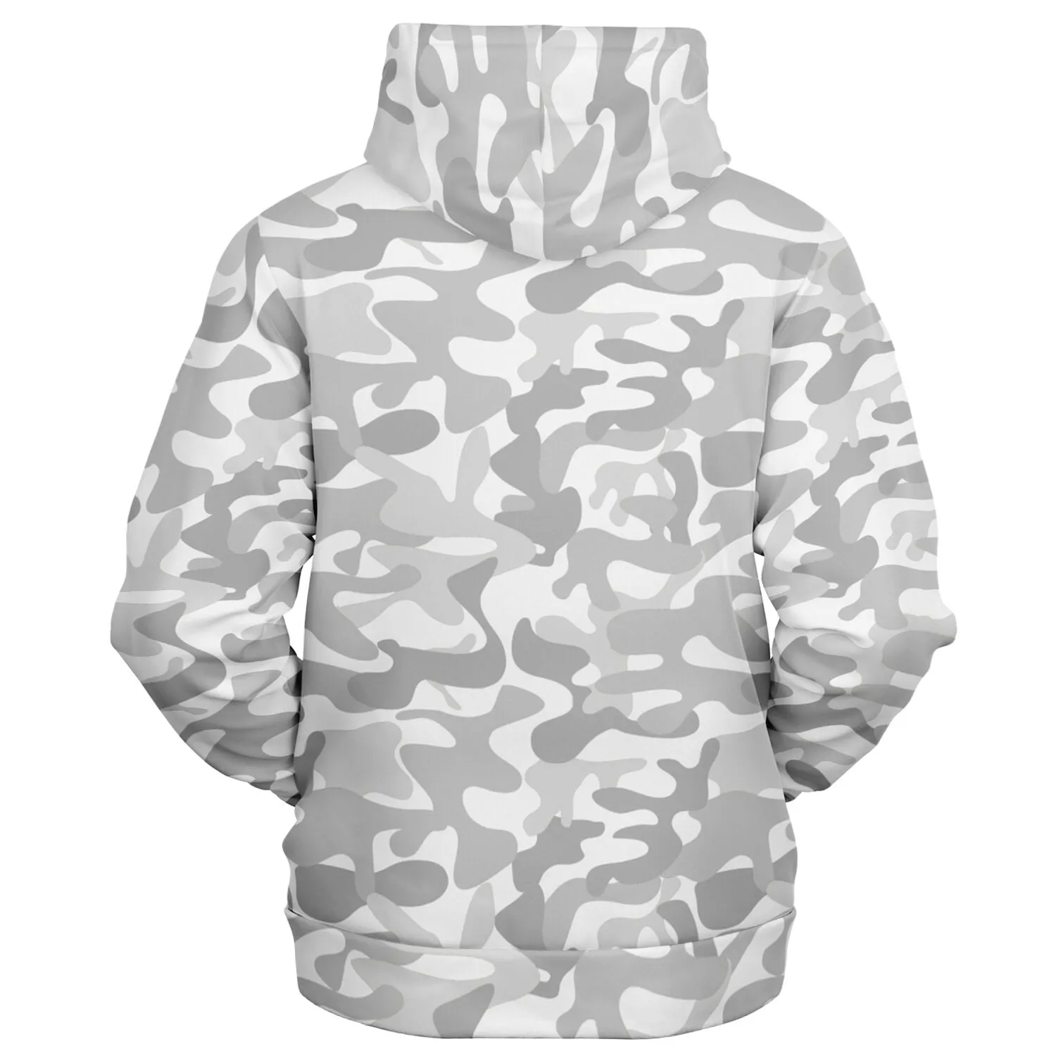 White Camo Zip Up Hoodie, Camouflage Grey Cream Full Zipper Pocket Men Women Unisex Adult Aesthetic Graphic Cotton Fleece Hooded Sweatshirt