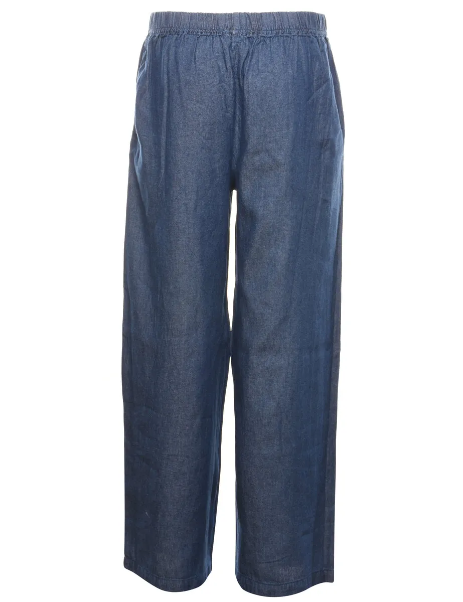 Wide-Leg Denim Dark Wash Trousers - W30 L32