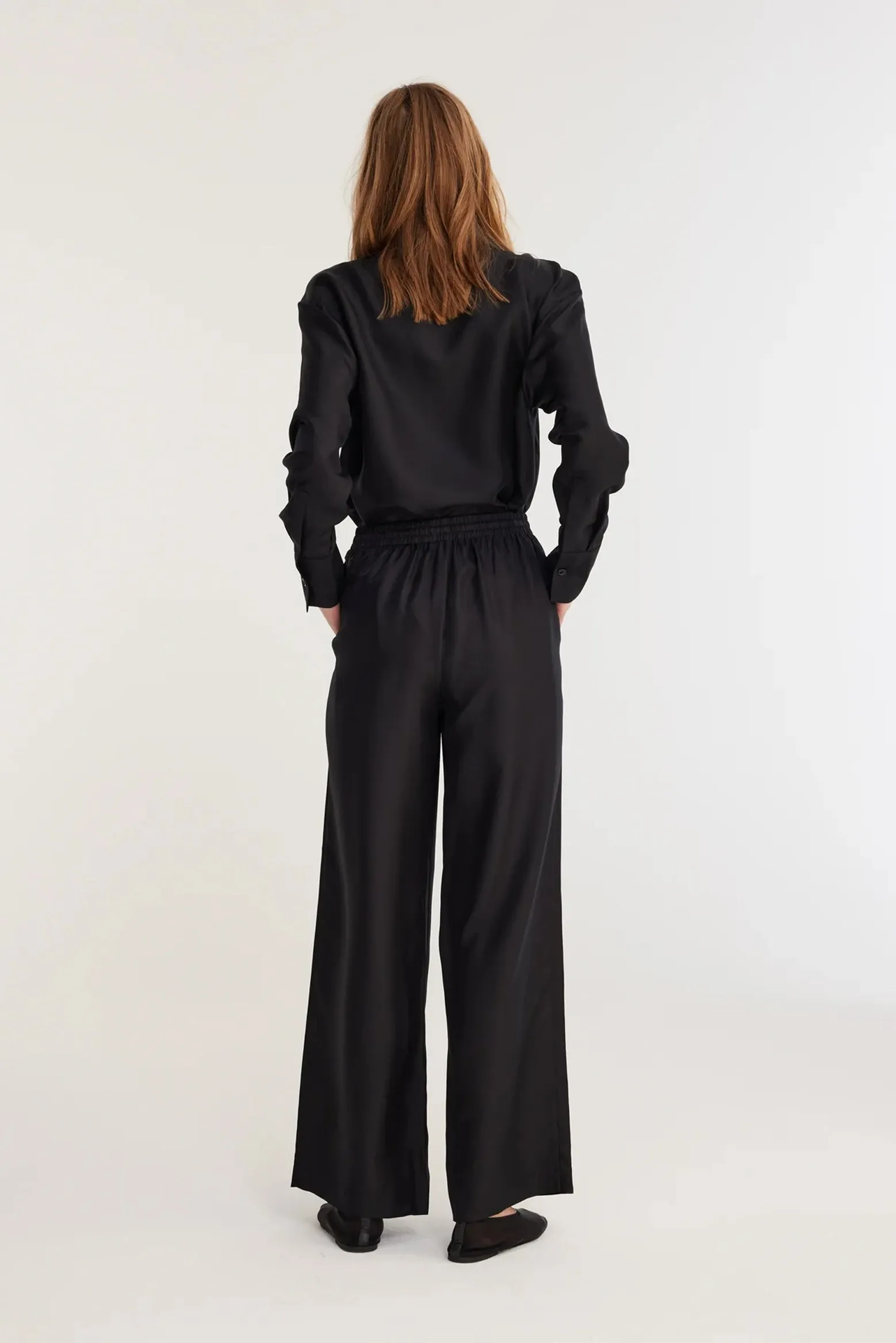 WIDE LEG SILK TROUSERS