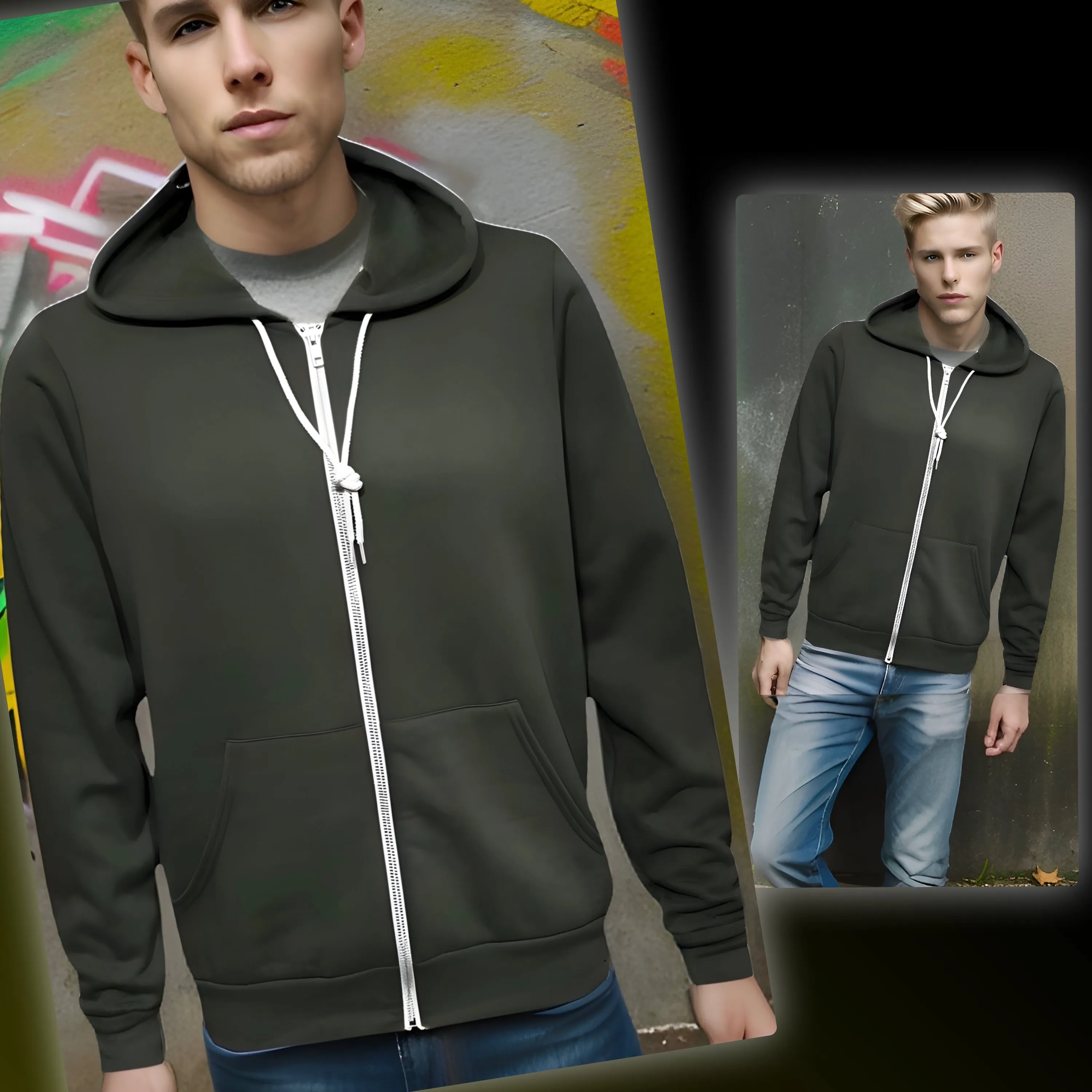 ^ZIP UP HOODIES^ ~HUNTER GREEN~ (LIGHTWEIGHT)